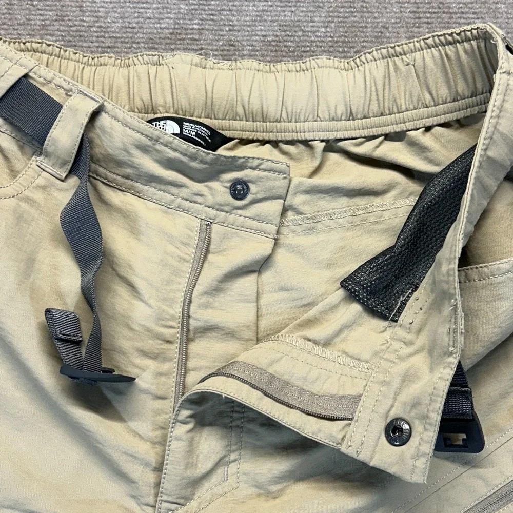 North Face Paramount Trail Shorts Mens M Elastic Waist Belt Khaki Cargo Nylon 9